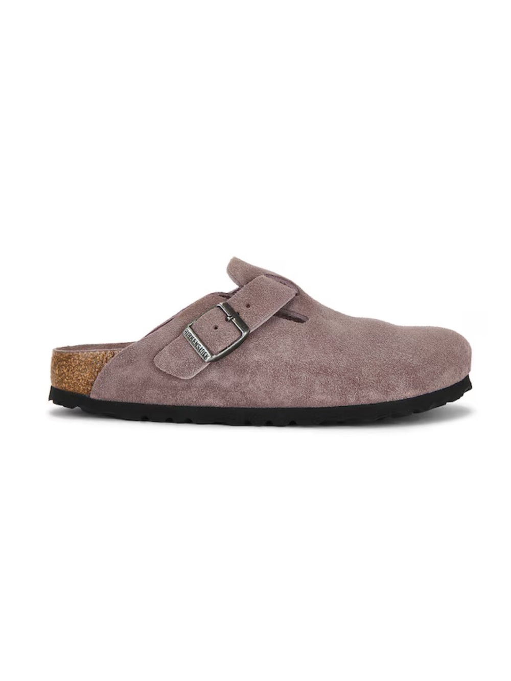 Birkenstock Suede Single-Buckle Mule in Faded Purple